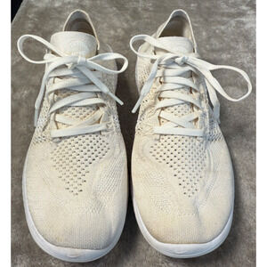 Nike Free RN Flyknit Running Shoes Triple White Mens Size 7.5 942838-103